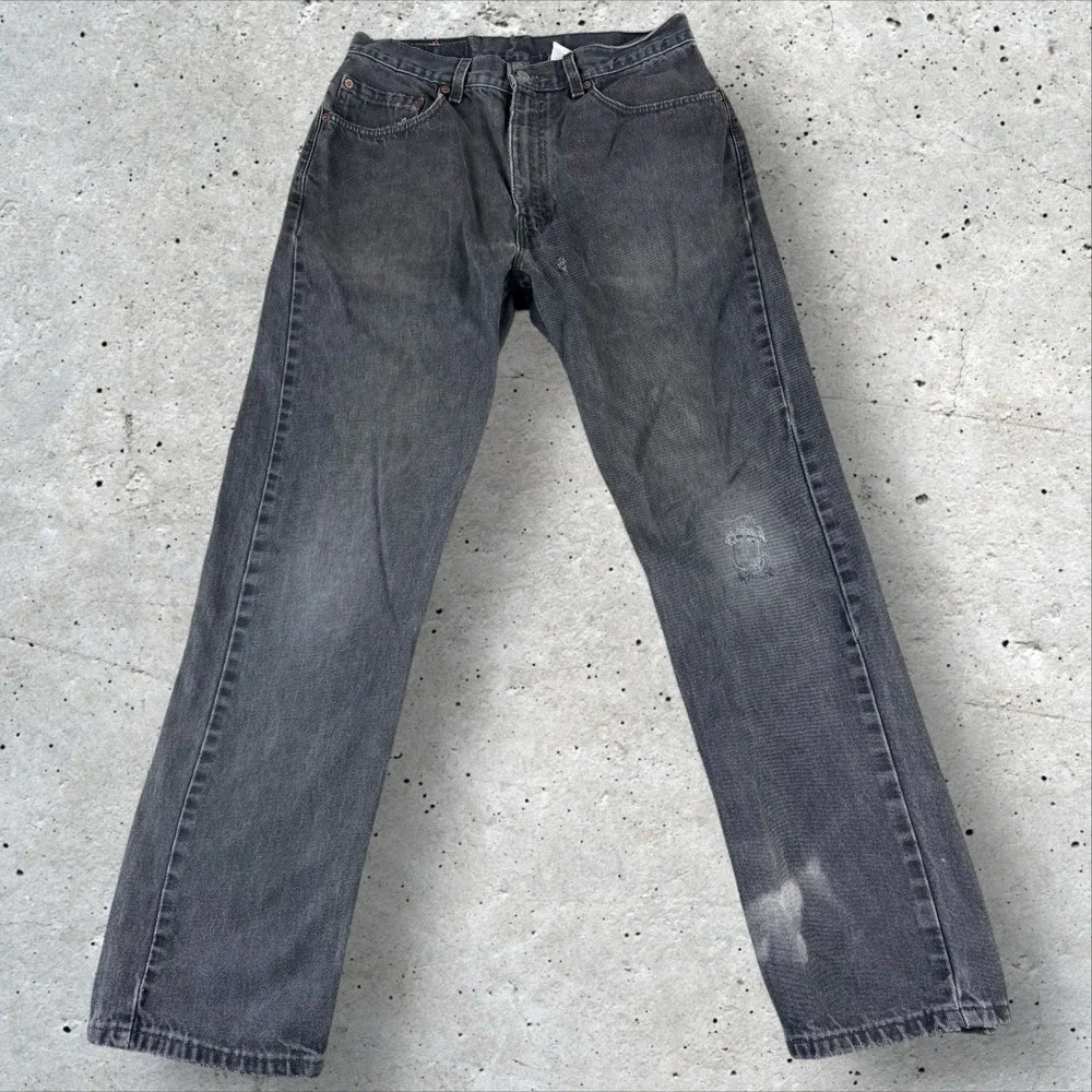 Vintage 90s Levis Black 505‎ Jeans Fits 30x31 Straight Leg Faded USA